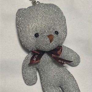 Sparkling Silver Teddy Bear Keychain